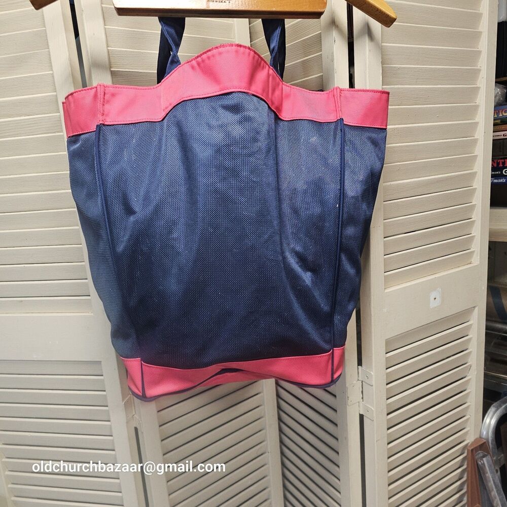 Navy Blue & Red NIKE Swooh Mesh Bag, Beach, Gym, Tote, Carry-On - Picture 2 of 11